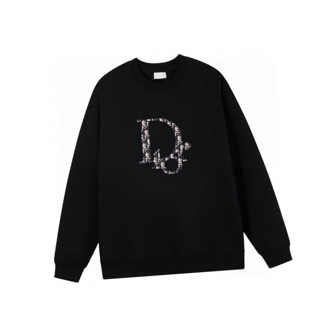 迪奥/Dior 秋冬新品 老花字母贴布刺绣圆领卫衣