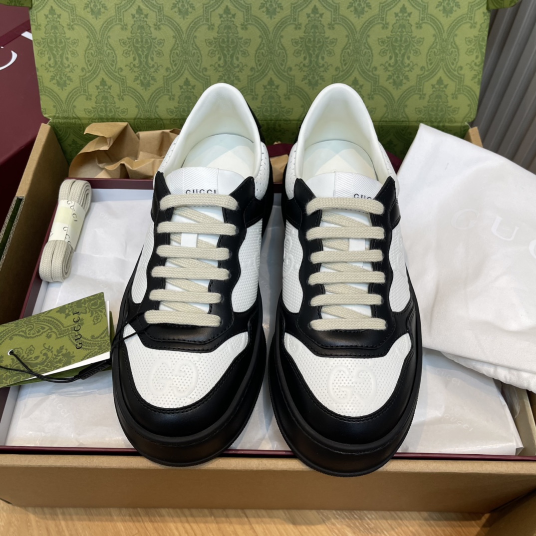 GUCCI 厚底 運動鞋 牛皮 黑白