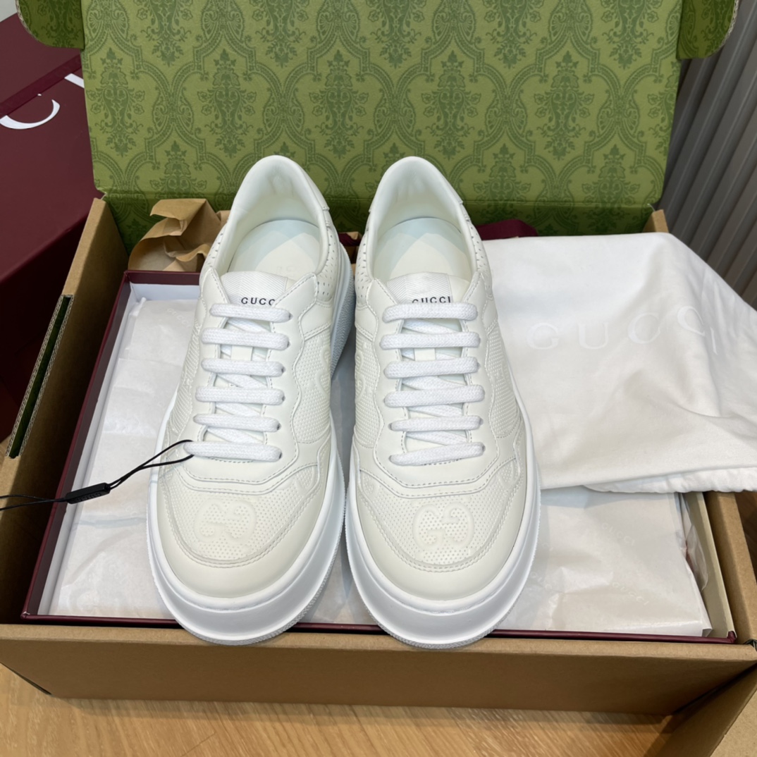 GUCCI 厚底 牛皮 沖孔 壓花 運動鞋