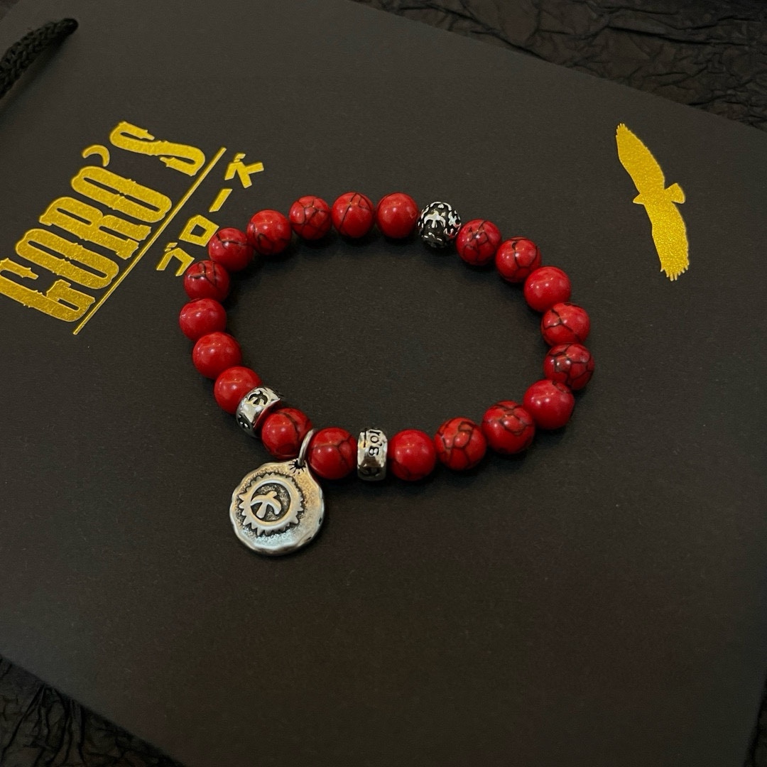 “Exclusive Handmade Red Pinestone Silver Handcuff: Master-Crafted High-End Market Jewelry for Men and Women” - 图片 5