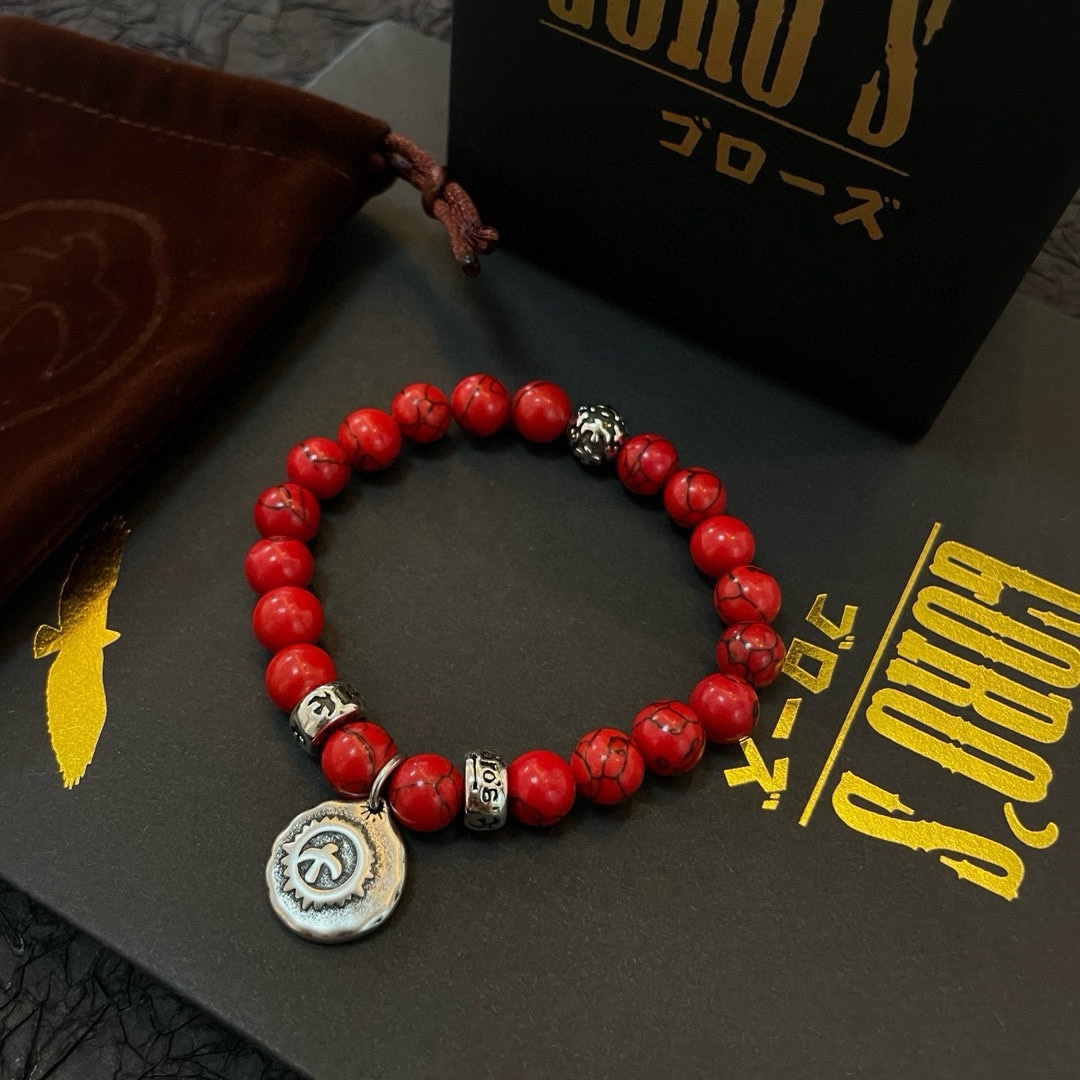“Exclusive Handmade Red Pinestone Silver Handcuff: Master-Crafted High-End Market Jewelry for Men and Women” - 图片 2