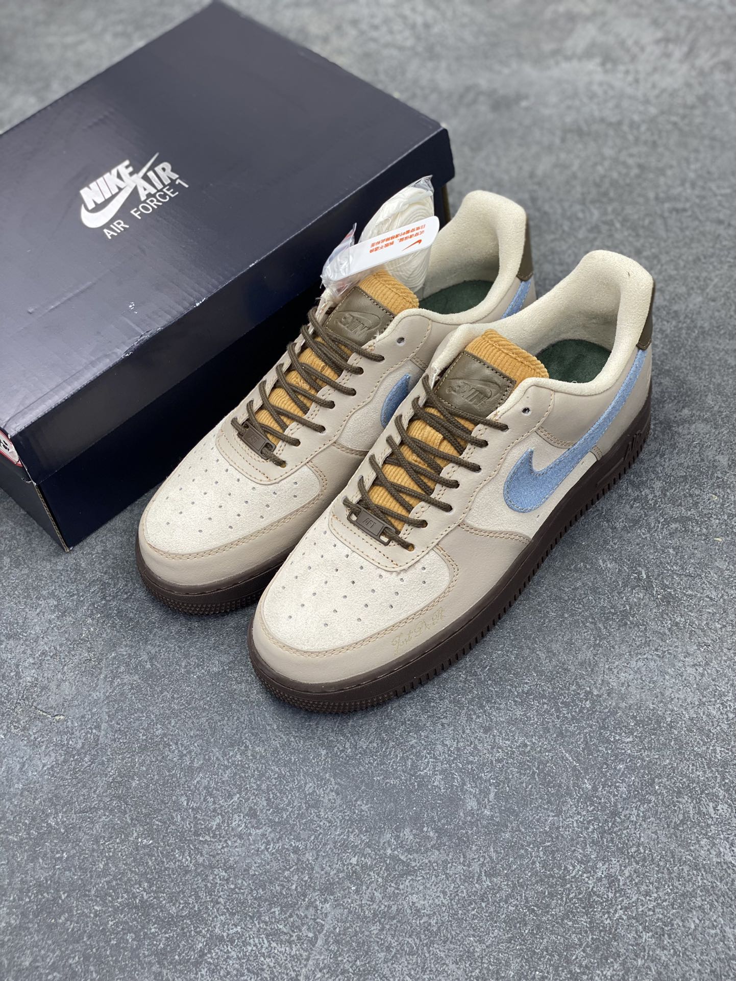 图片[8]-Nike Air Force 1 Low 蓝棕 空军一号低帮运动休闲板鞋 原楦头原纸板 打造纯正空军版型 专注外贸渠道 全掌内置蜂窝气垫 原盒配件 原厂中底钢印、拉帮完美 货号：HQ3458-142 尺码：36 36.5 37.5 38 38.5 39 40 40.5 41 42 42.5 43 44 44.5 45-选品中心