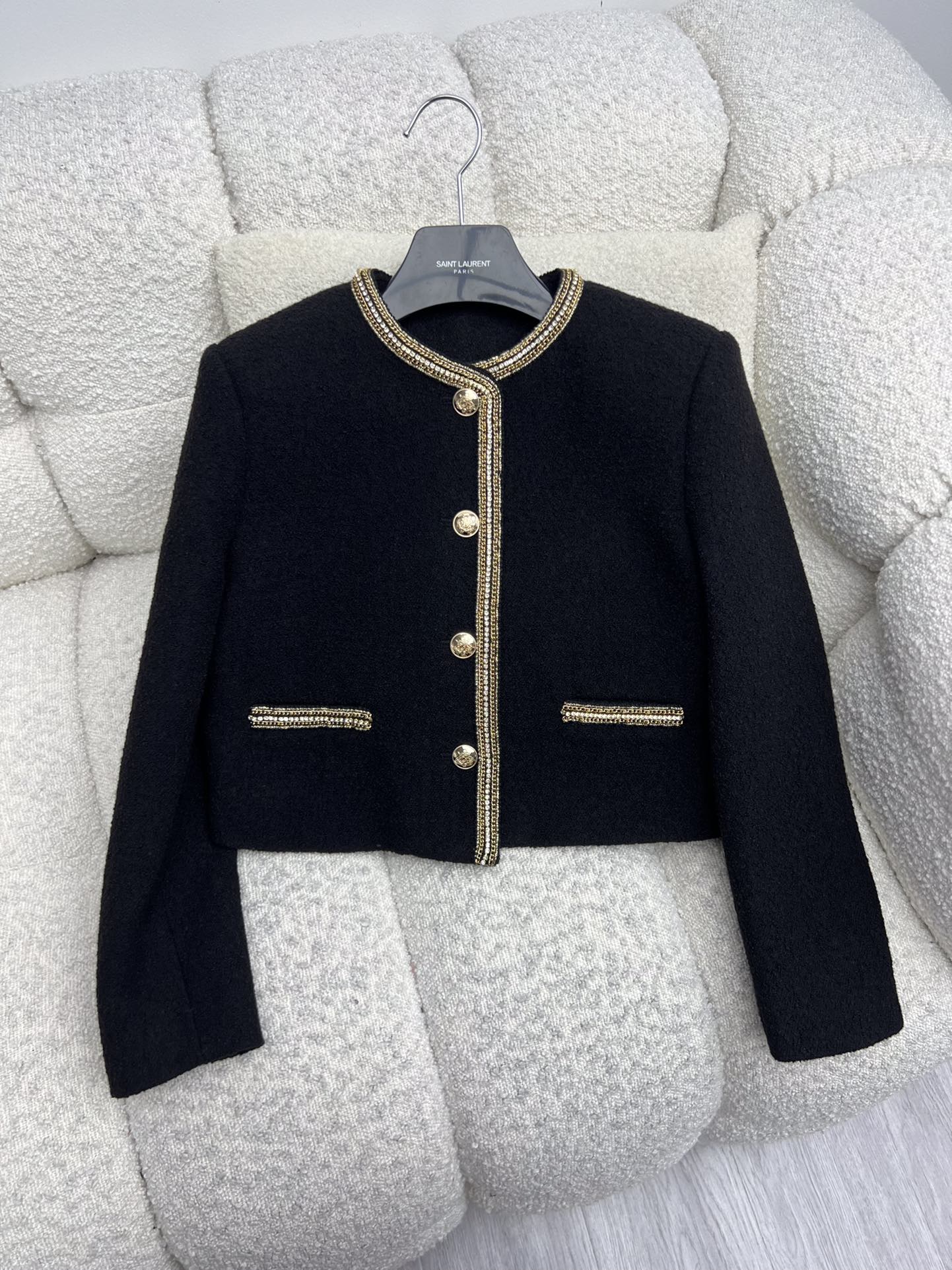 Fashion Highlights: Versatile Female Suit, Wool and Flower Details, Elegant Diamond Chain - 图片 8