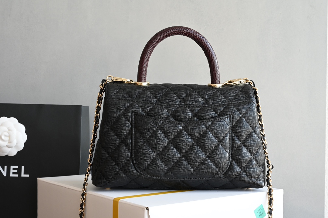 白金版▪️正品级 包装如图全新升级版 𝗖𝗵𝗮𝗻𝗲𝟭 𝗖𝗼𝗰𝗼𝗛𝗮𝗻𝗱𝗹𝗲小号 黑/红蜥蜴皮手腕 浅金，车