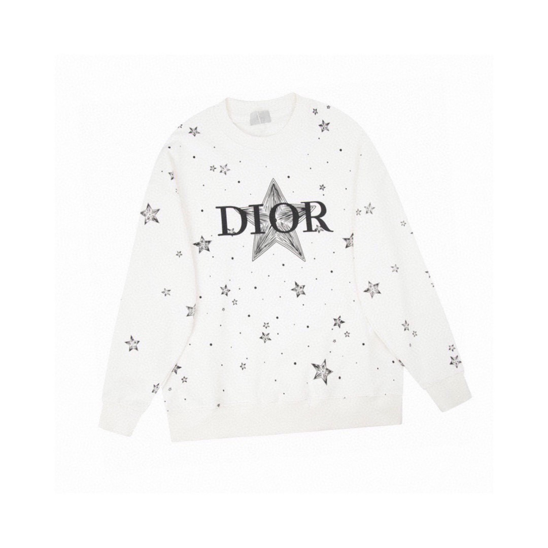 迪奥/Dior 秋冬新款 五角星字母印花满天星钻圆领卫衣