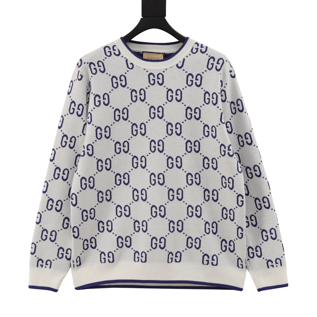 GUCCI/古驰 GG互扣提花套头针织衫圆领毛衣
