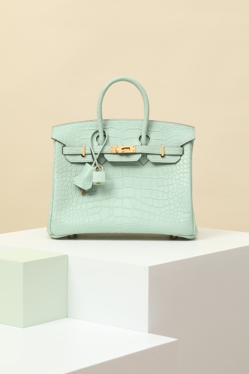 Exotic Alligator Birkin 25 Handbag - Mint Green, Gold Hardware, Timeless Elegance 1 Exotic Alligator Birkin 25 Handbag – Mint Green, Gold Hardware, Timeless Elegance