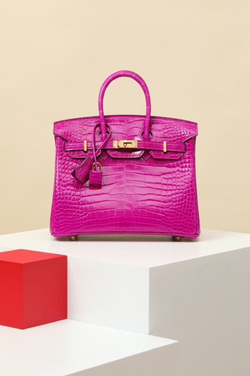 Exotic Birkin 25 Handbag in Amethyst Purple Crocodile Leather with Gold Hardware 1 Exotic Birkin 25 Handbag in Amethyst Purple Crocodile Leather with Gold Hardware