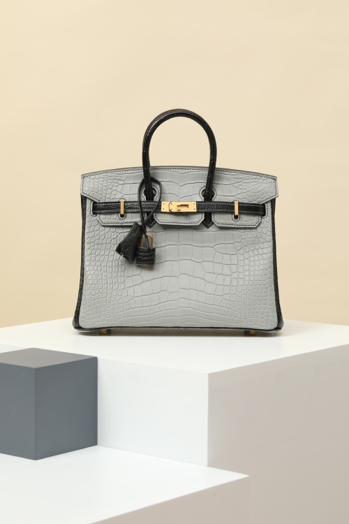 Exotic Crocodile Birkin 25cm Handbag in Pearl Gray with Gold Hardware 1 Exotic Crocodile Birkin 25cm Handbag in Pearl Gray with Gold Hardware