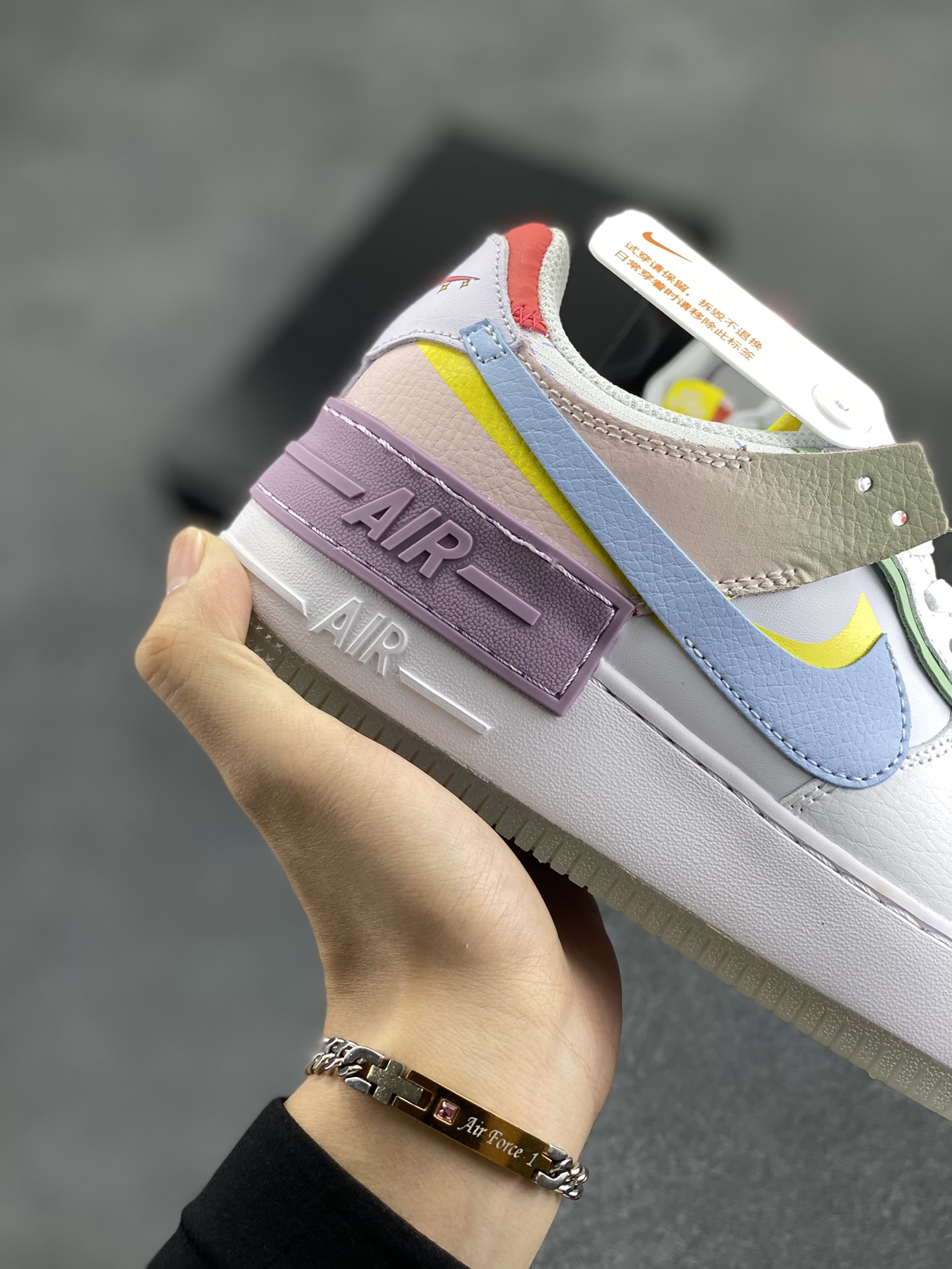 图片[6]-NK Air Force 1 Shadow 轻量增高低帮百搭板鞋\”拼接马卡龙\” 全新少女系解构主义设计双层轻量EVA发泡中底+防滑RB橡胶外圈底鞋底 原楦头原纸板 打造纯正空军版型 专注外贸渠道 全掌内置蜂窝气垫 原盒配件 原厂中底钢印、拉帮完美 货号： CW2630-141 尺码：35.5 36 36.5 37.5 38 38.5 39 40-选品中心