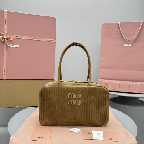 Miu Miu Corduroy Bowling Bag, Brown, 35x12x22cm, Model 5534,E688108 1 Miu Miu Corduroy Bowling Bag, Brown, 35x12x22cm, Model 5534,E688108