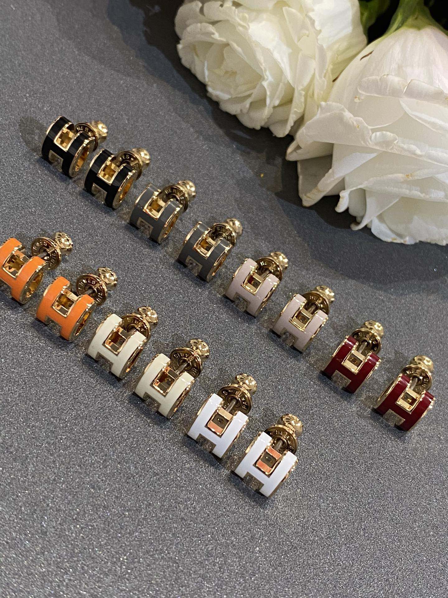 Hermès 爱马～漆艺mini pop耳钉