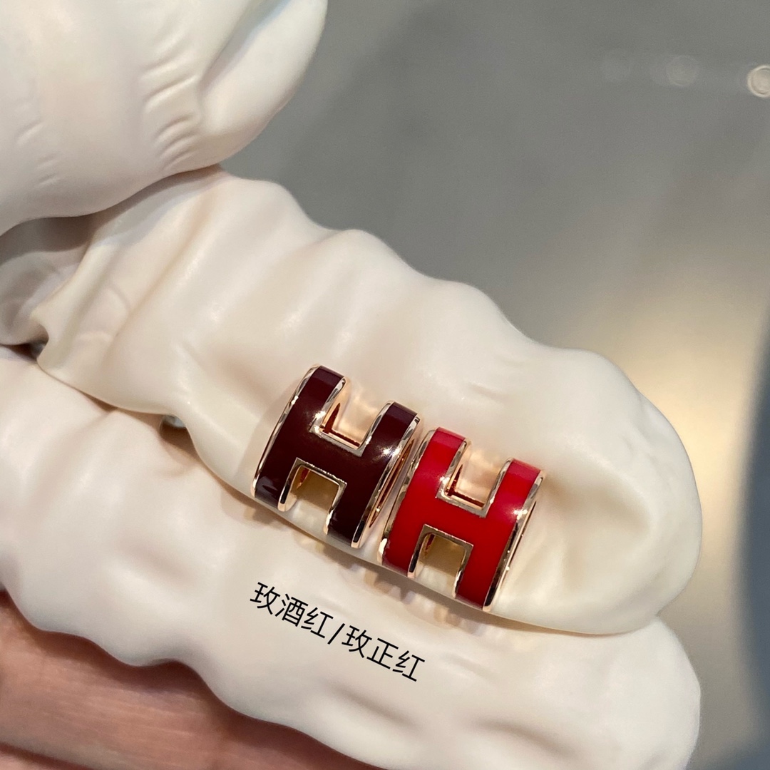 Hermès 爱马～漆艺mini pop项链玫瑰金色