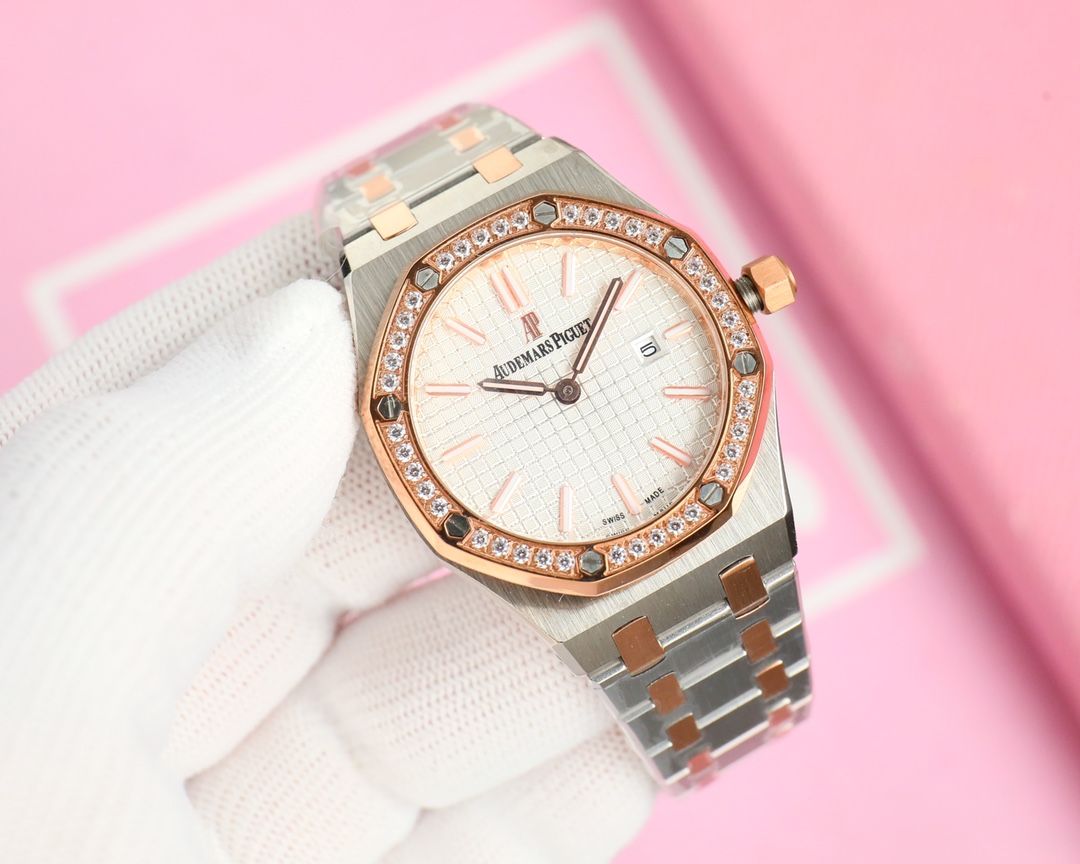 Luxurious Elby AP-Royal Oak Watch with Lady Tapisserie Strip for Stylish Women - 图片 2