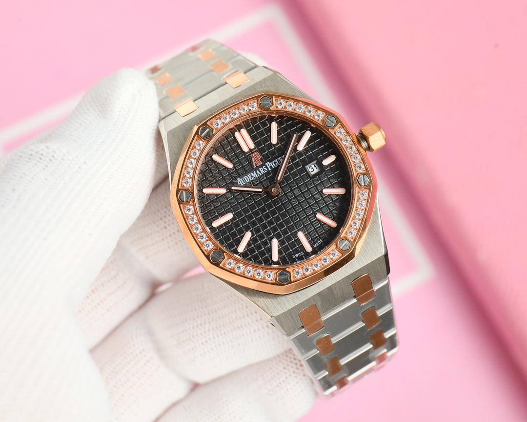 Luxurious Elby AP-Royal Oak Watch with Lady Tapisserie Strip for Stylish Women - 图片 5