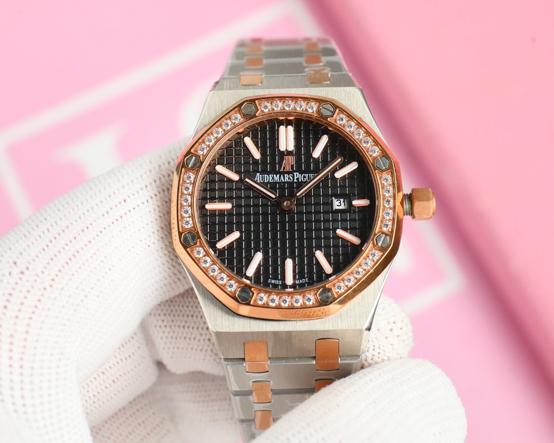 Luxurious Elby AP-Royal Oak Watch with Lady Tapisserie Strip for Stylish Women - 图片 4