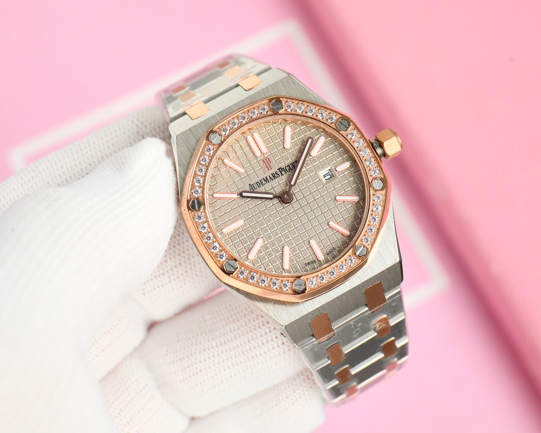 Luxurious Elby AP-Royal Oak Watch with Lady Tapisserie Strip for Stylish Women - 图片 3