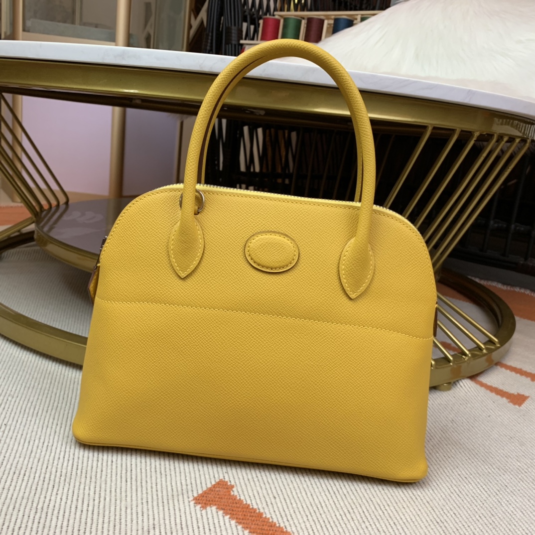 NO:741173,Reservation * Bolide series handbag imported original Esom leather, size 27cm. Handmade wax thread sewing [amber yellow] silver buckle, Hermes, Hermes, Hermes,19860909预定*Bolide系列手提包进口原版Esom皮,尺寸27cm.手工蜡线缝制【琥珀黄】银扣,爱马仕,hermes,Hermes,,Bag