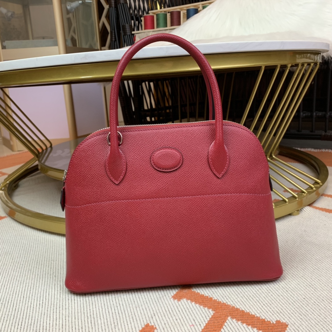 NO:741185,Reservation * Bolide series handbag imported original Esom leather, size 27cm. Handmade wax thread sewing [ruby red] silver buckle, Hermes, Hermes, Hermes,19860909预定*Bolide系列手提包进口原版Esom皮,尺寸27cm.手工蜡线缝制【宝石红】银扣,爱马仕,hermes,Hermes,,Bag