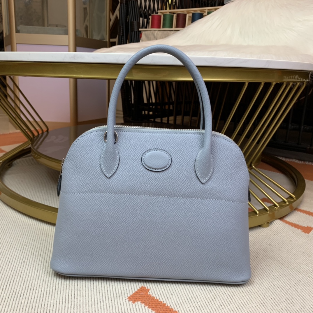 NO:741163,Reservation *Bolide series handbag imported original Esom leather, size 27cm. Handmade wax thread sewing [Glacier Blue] silver buckle, Hermes, Hermes,19860909预定 *Bolide系列手提包进口原版Esom皮,尺寸27cm.手工蜡线缝制【冰川蓝】银扣,爱马仕,hermes,Hermes,,Bag