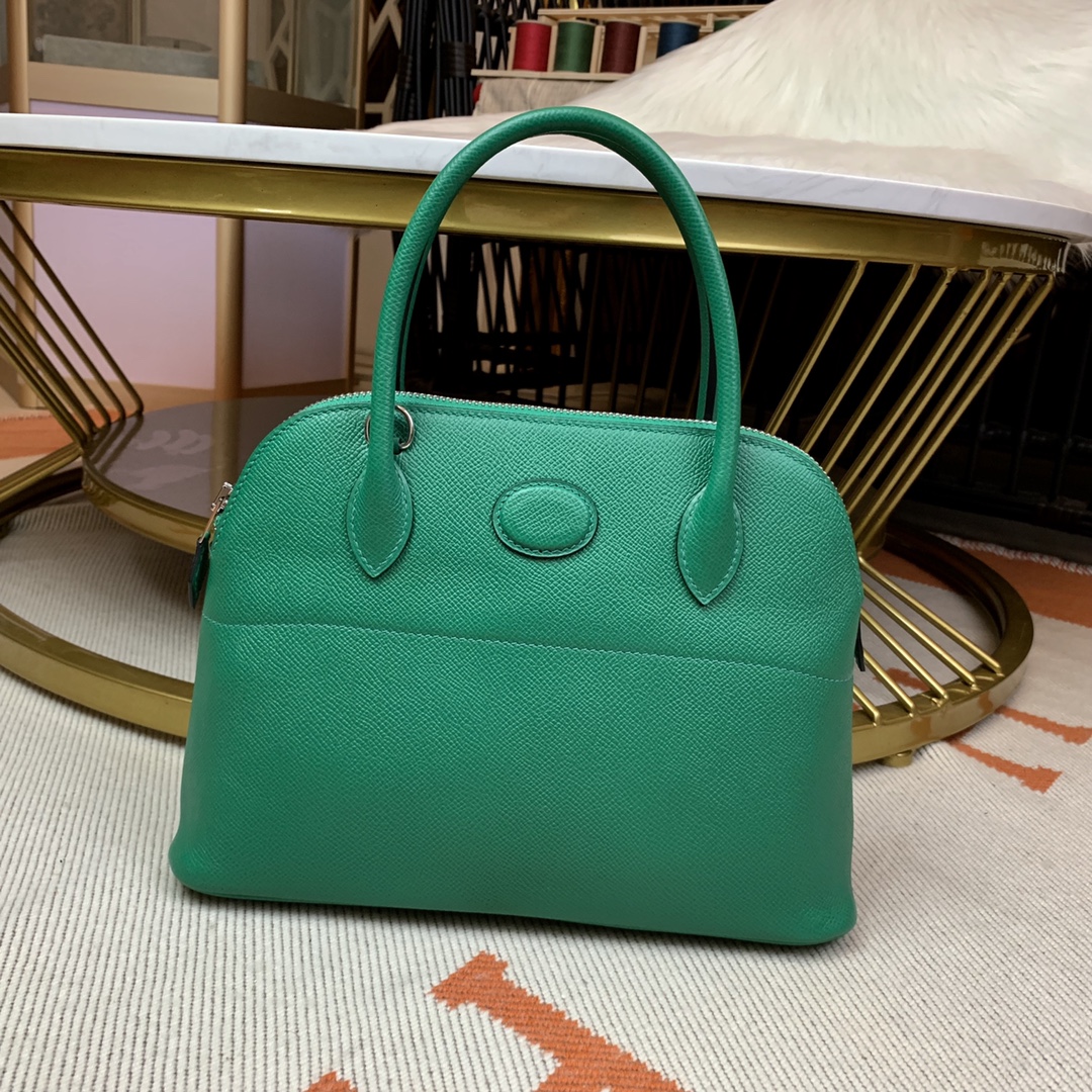 NO:741167,Reservation * Bolide series handbag imported original Esom leather, size 27cm. Handmade wax thread sewing [velvet green] silver buckle, Hermes, Hermes, Hermes,19860909预定*Bolide系列手提包进口原版Esom皮,尺寸27cm.手工蜡线缝制【丝绒绿】银扣,爱马仕,hermes,Hermes,,Bag