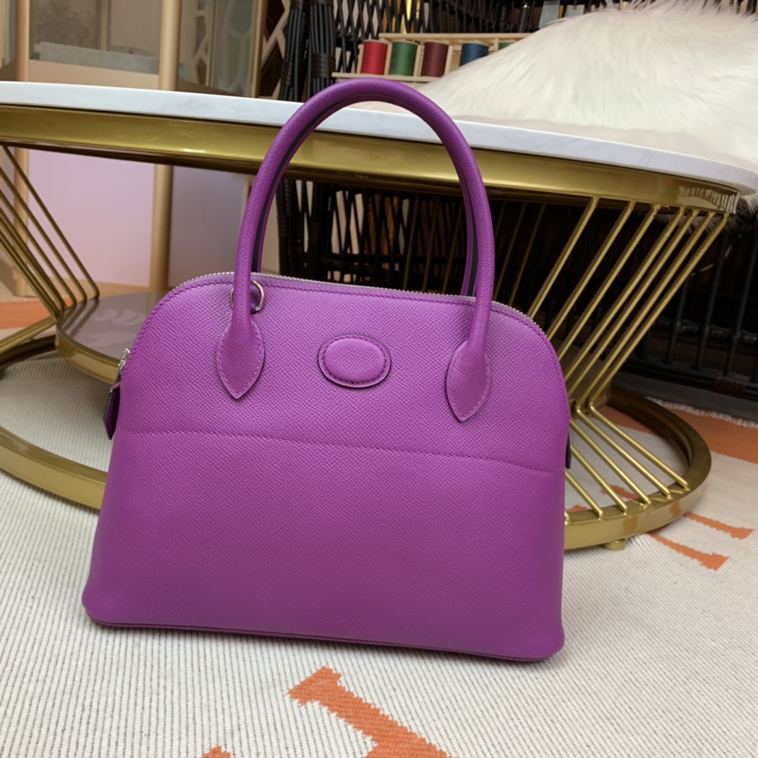 NO:741171,Reservation *Bolide series handbag imported original Esom leather, size 27cm. Handmade wax thread sewing [sea anemone purple] silver buckle, Hermes, Hermes, Hermes,19860909预定 *Bolide系列手提包进口原版Esom皮,尺寸27cm.手工蜡线缝制【海葵紫】银扣,爱马仕,hermes,Hermes,,Bag