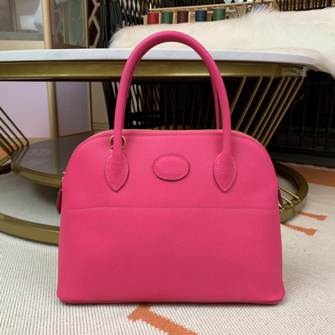 NO:741177,Reservation * Bolide series handbag imported original Esom leather, size 27cm. Handmade wax thread sewing [pink red] silver buckle, Hermes, Hermes, Hermes,19860909预定*Bolide系列手提包进口原版Esom皮,尺寸27cm.手工蜡线缝制【桃红】银扣,爱马仕,hermes,Hermes,,Bag
