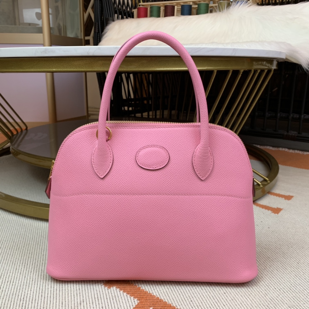 NO:741180,Reservation * Bolide series handbag imported original Esom leather, size 27cm. Handmade wax thread sewing [Sakura Pink] silver buckle, Hermes, Hermes,19860909预定*Bolide系列手提包进口原版Esom皮,尺寸27cm.手工蜡线缝制【樱花粉】银扣,爱马仕,hermes,Hermes,,Bag