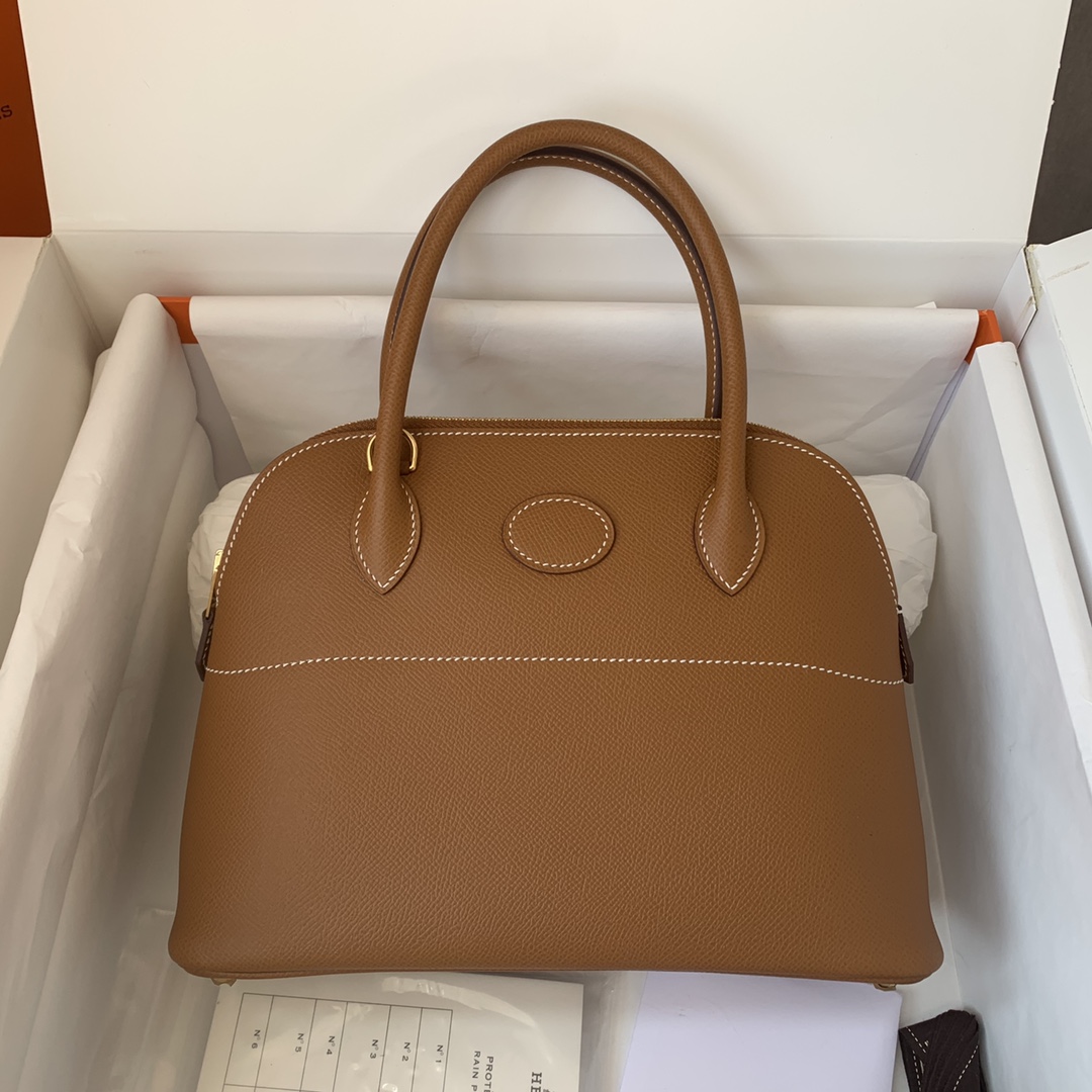 NO:741186,In stock *Bolide series handbag imported original Esom leather, size 27cm. Handmade wax thread sewing [khaki] gold and silver buckle, Hermes, Hermes, Hermes,19860909现货 *Bolide系列手提包进口原版Esom皮,尺寸27cm.手工蜡线缝制【土黄】金银扣,爱马仕,hermes,Hermes,,Bag