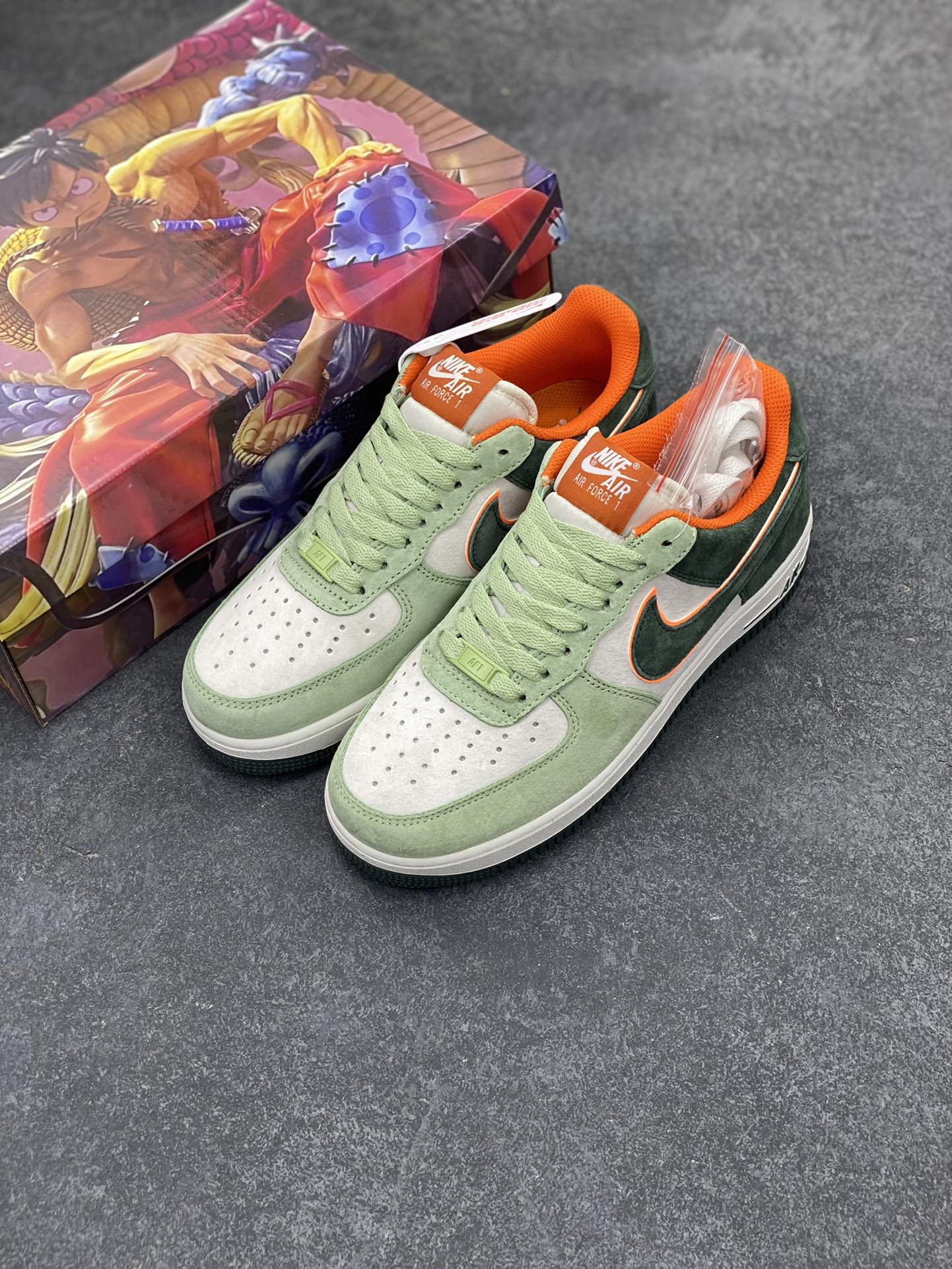 图片[8]-Nike Air Force 1 Low ’07 橙绿麂皮空军一号低帮休闲板鞋 原厂麂皮 原楦原纸板 纯正版型 正品NFC感应芯片 高清洁度 内置全掌气垫 货号：LF8989-777 尺码：36 36.5 37.5 38 38.5 39 40 40.5 41 42 42.5 43 44 44.5 45-选品中心