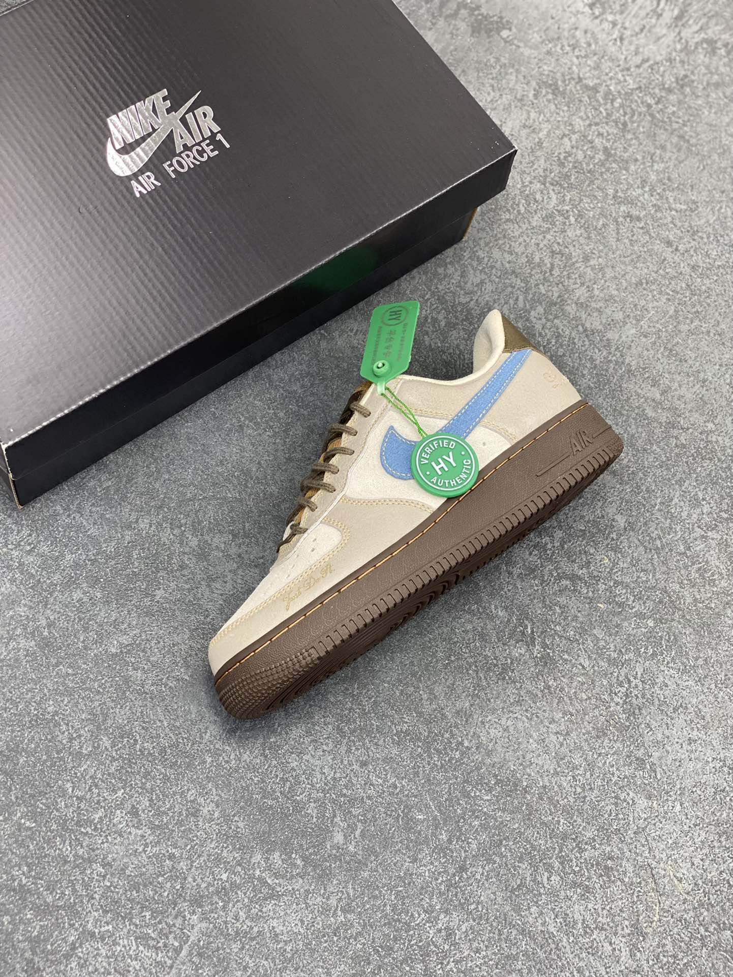 图片[7]-HY版本💯 Nike Air Force 1‘07 Low 棕白蓝 空军一号低帮休闲板鞋 原楦头原纸板 打造纯正空军版型#专注外贸渠道 全掌内置蜂窝气垫 #原盒配件 原厂中底钢印、拉帮完美 货号：HQ3458-142 尺码：36 36.5 37.5 38 38.5 39 40 40.5 41 42 42.5 43 44 44.5 45 46-选品中心