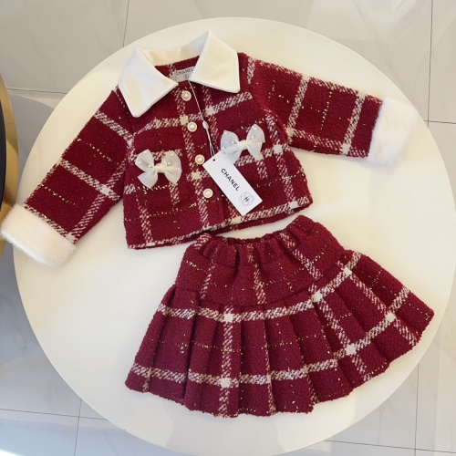Chanel Girls' Red Plaid Tweed Skirt Set, Adorable Outfit for Special Occasions 4 Chanel Girls' Red Plaid Tweed Skirt Set, Adorable Outfit for Special Occasions