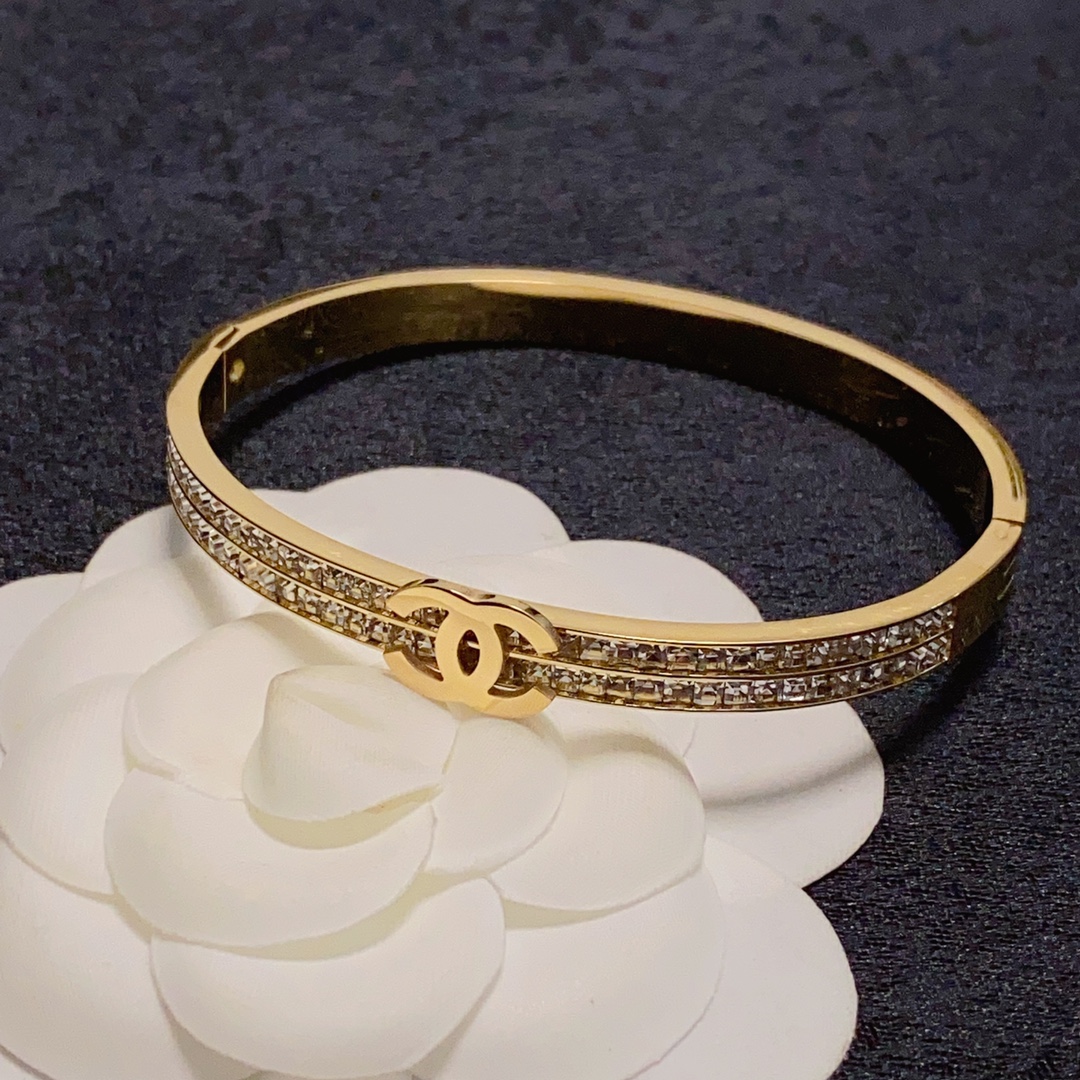 Chanel Pavé Double-Row Engraved Motif Bangle - Comprehensive