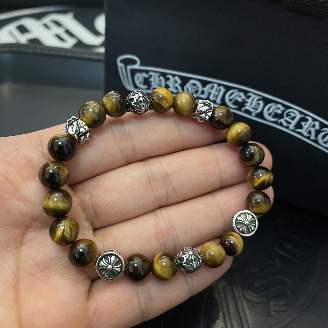 Chrome Hearts Classic Vintage Multi-Element Tiger Eye Beaded Bracelet - Comprehensive 5