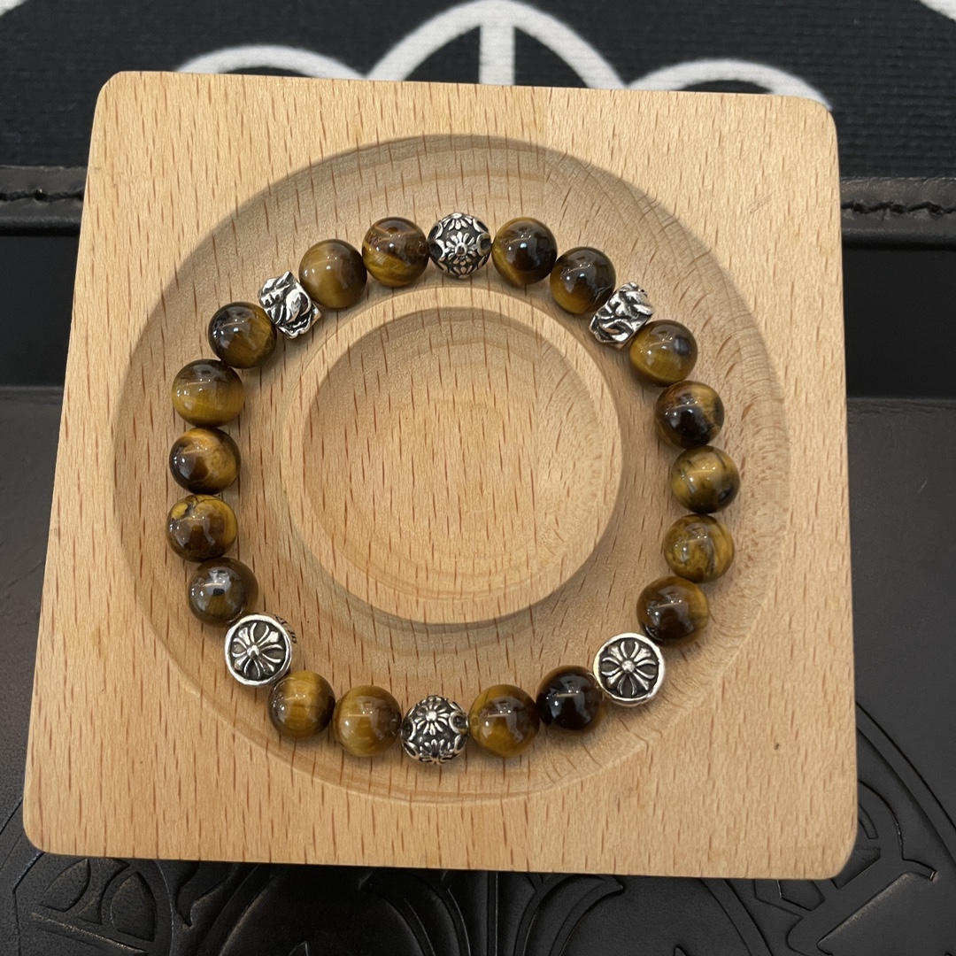 Chrome Hearts Classic Vintage Multi-Element Tiger Eye Beaded Bracelet - Comprehensive 2