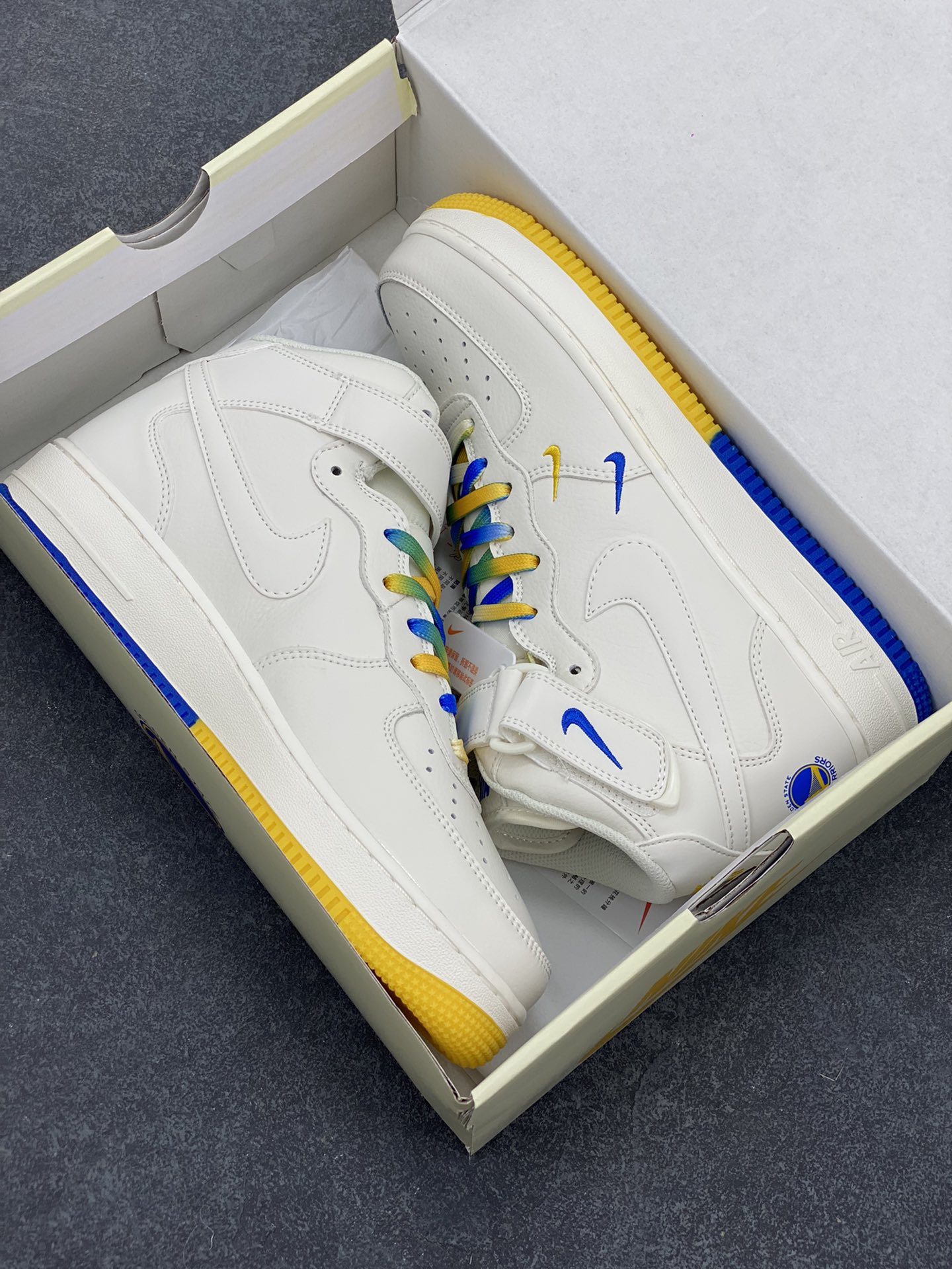 图片[9]-Nike Air Force 1 Mid \’07 “米兰黄”金州勇士城市限定中帮空军一号休闲板鞋 定制头成皮料 3M反光 原楦原纸板 水晶双色大底 纯正版型 内置全掌气垫 货号：GT5663-306 尺码：36 36.5 37.5 38 38.5 39 40 40.5 41 42 42.5 43 44 44.5 45-选品中心