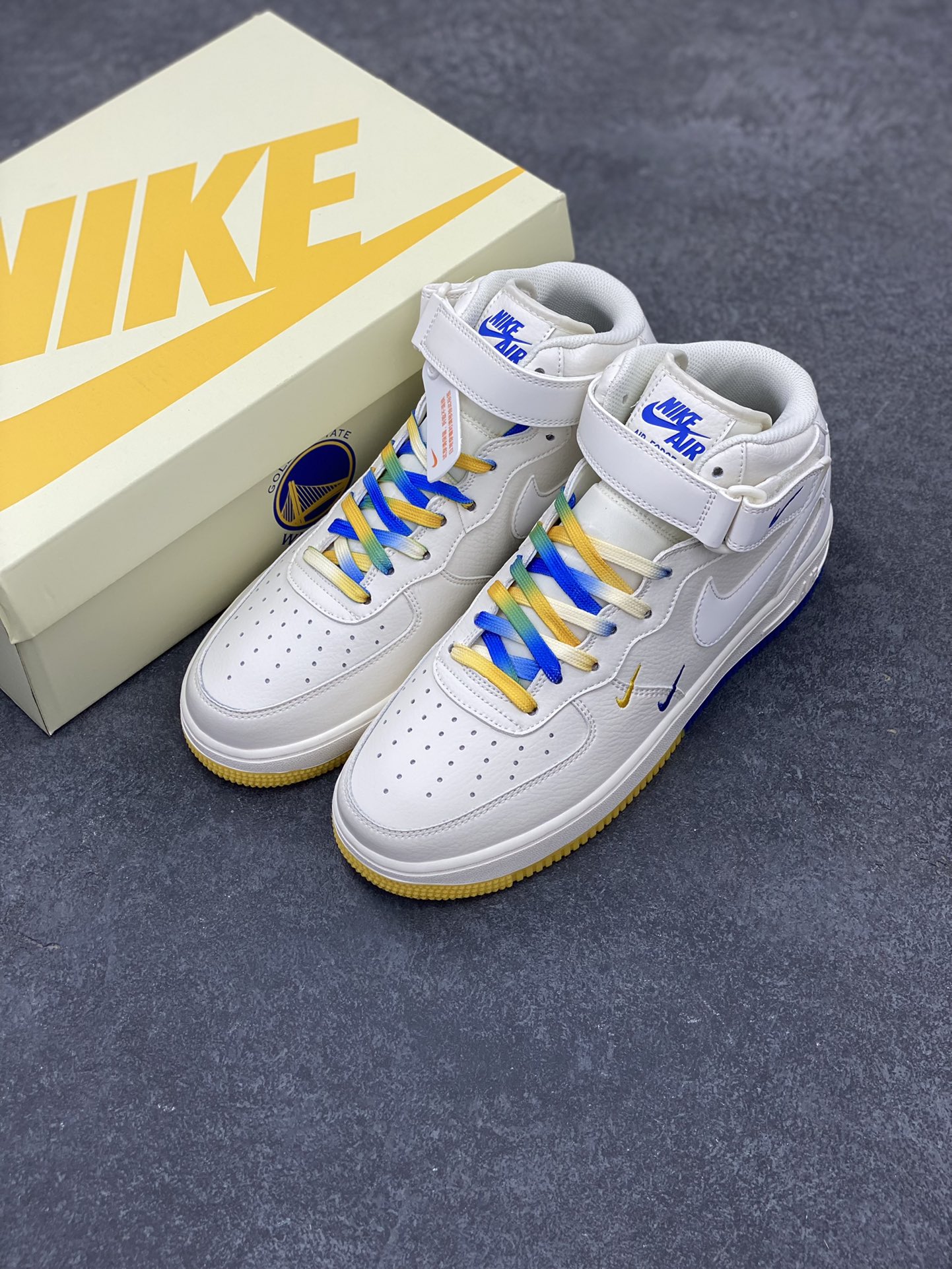 图片[8]-Nike Air Force 1 Mid \’07 “米兰黄”金州勇士城市限定中帮空军一号休闲板鞋 定制头成皮料 3M反光 原楦原纸板 水晶双色大底 纯正版型 内置全掌气垫 货号：GT5663-306 尺码：36 36.5 37.5 38 38.5 39 40 40.5 41 42 42.5 43 44 44.5 45-选品中心