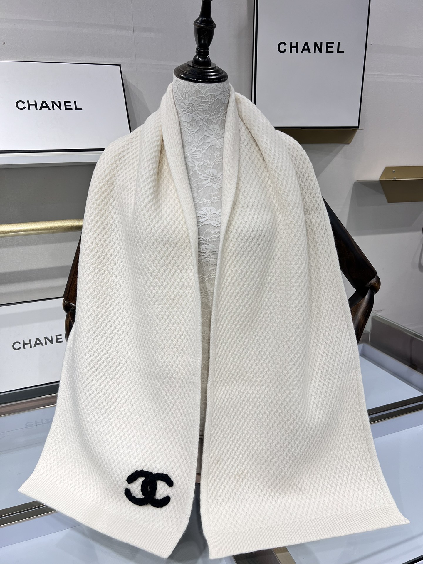 CHANEL羊绒长巾顶级原单正品旷世绝美小香菱形针织羊绒围巾顶级高端货绝对值得珍藏香奈儿绝美百搭款专柜限