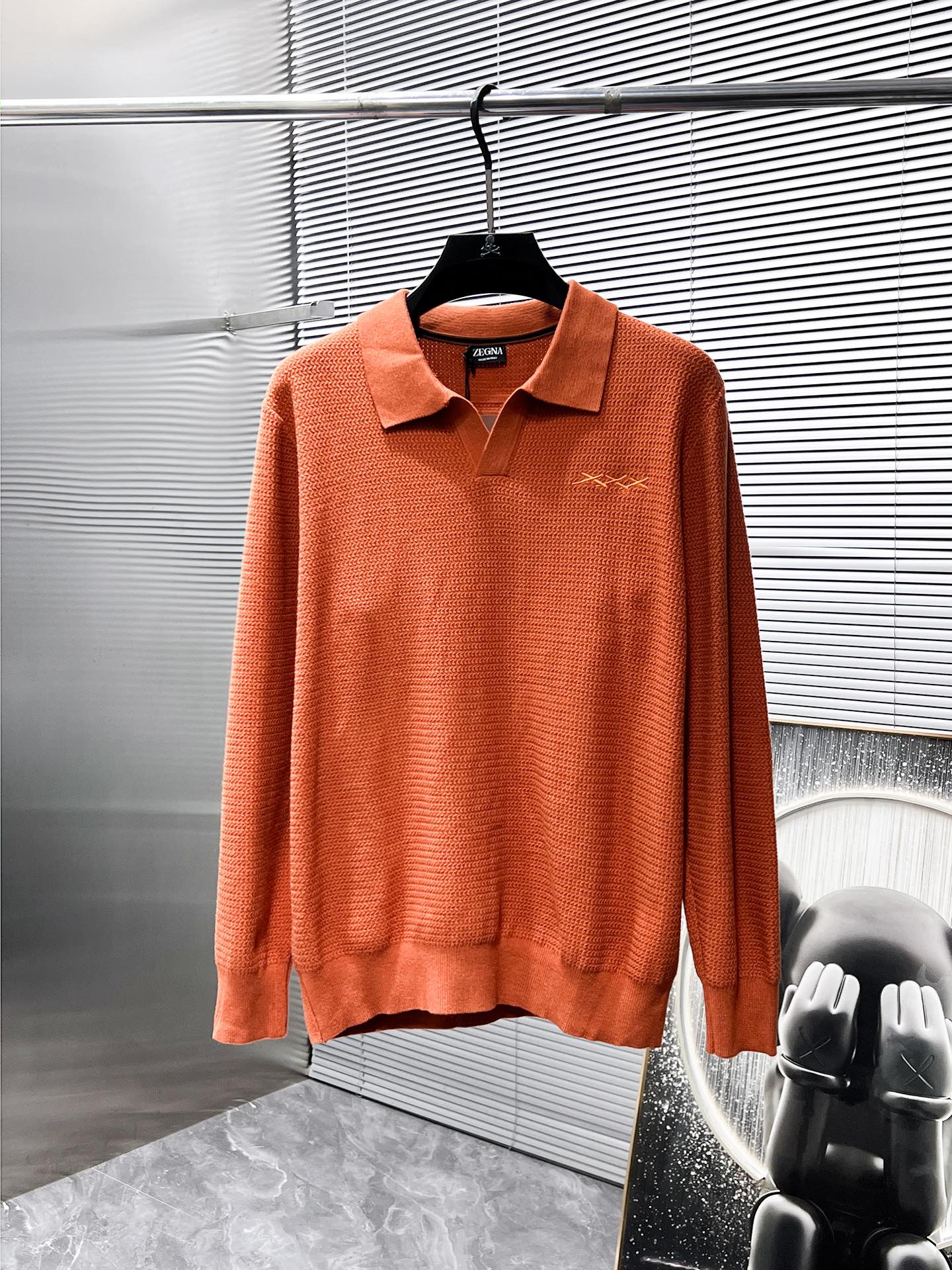Zegna Wool-Blend Long Sleeve Polo Sweater - Soft, Breathable, High-End 2 i1732861931 1318 1
