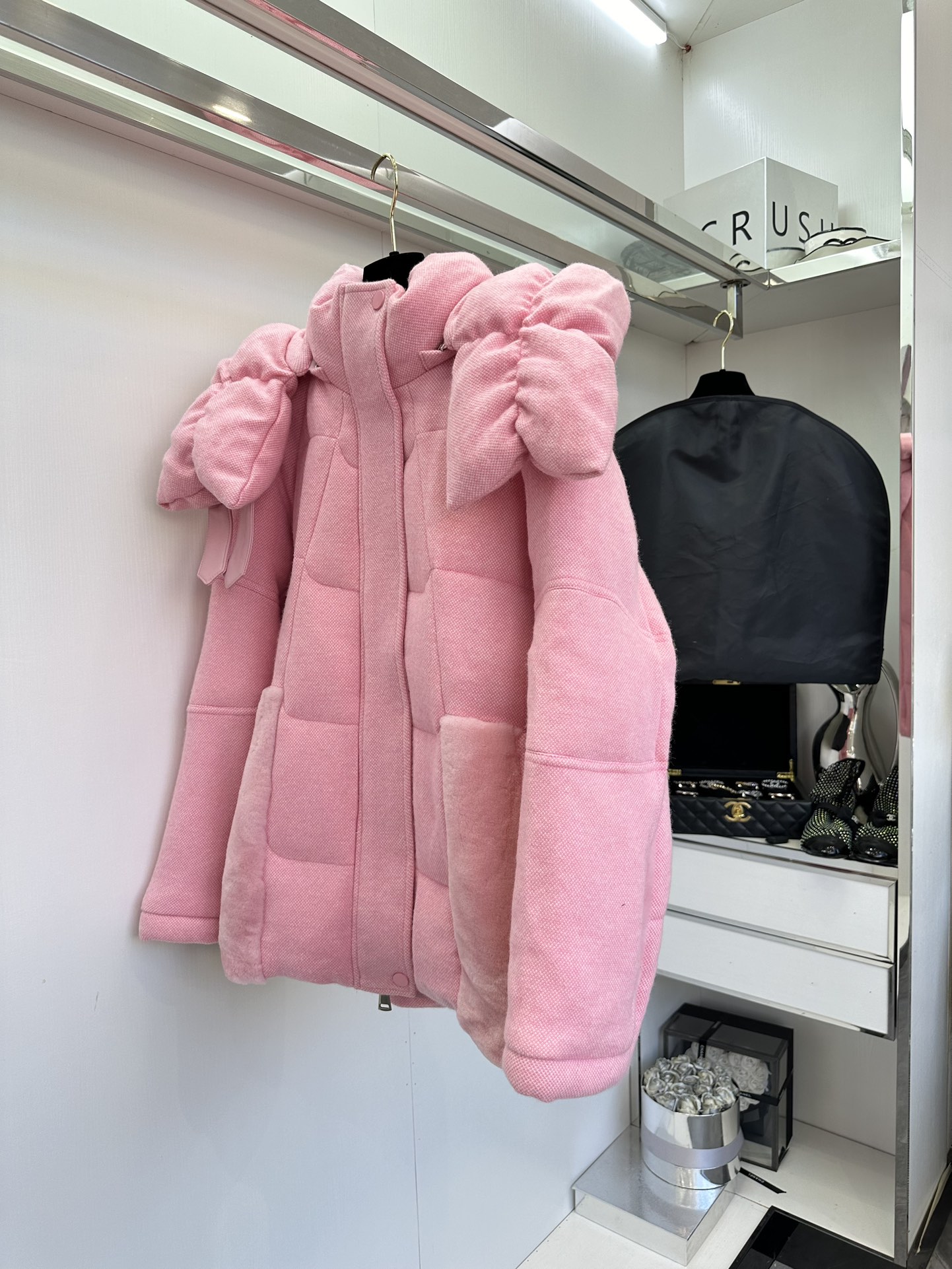 THOMOS P3427 Wool Puffed Suit: Fashionable and Warm for Autumn/Winter, Green Pink. - 图片 3