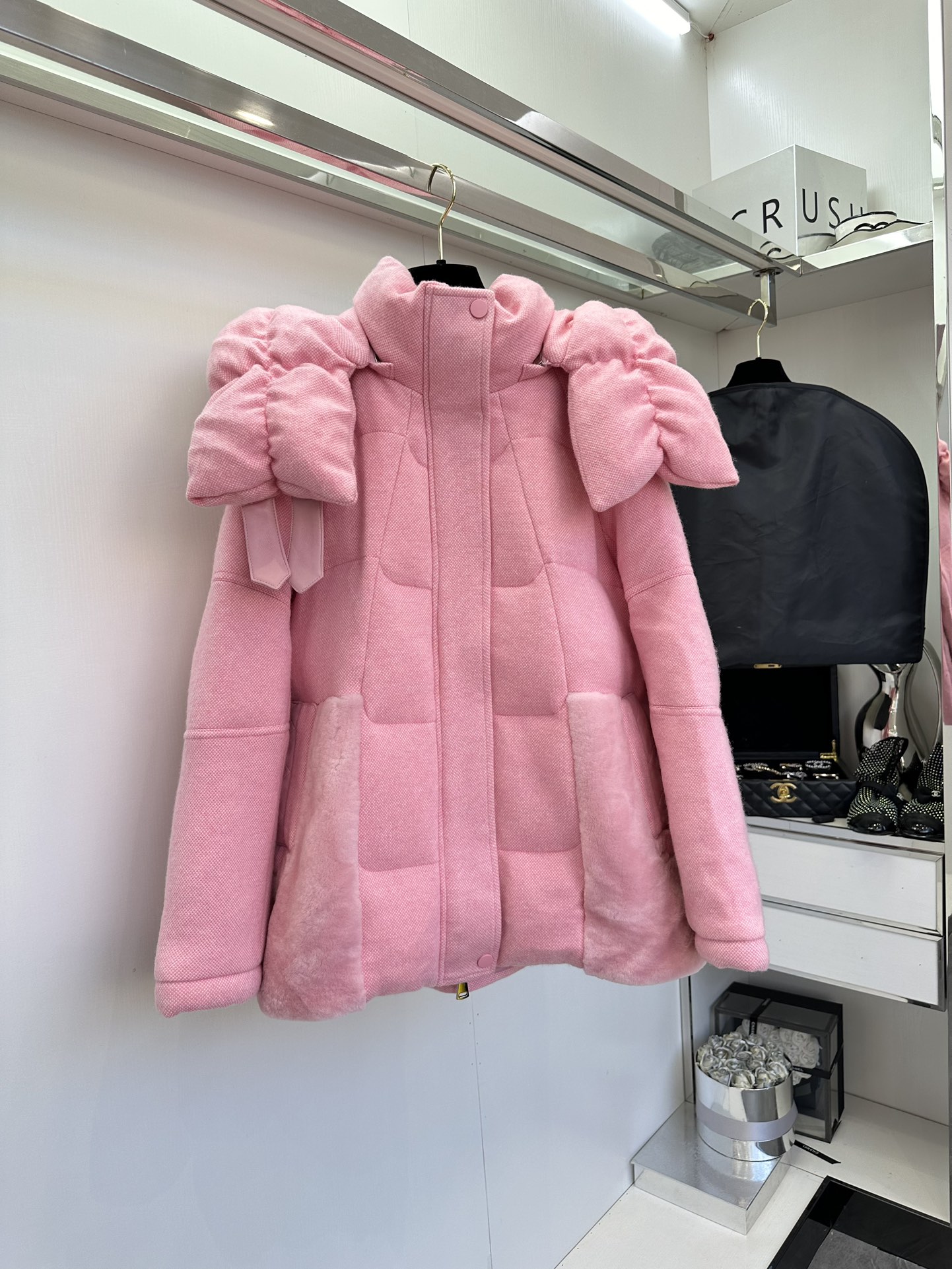 THOMOS P3427 Wool Puffed Suit: Fashionable and Warm for Autumn/Winter, Green Pink. - 图片 4