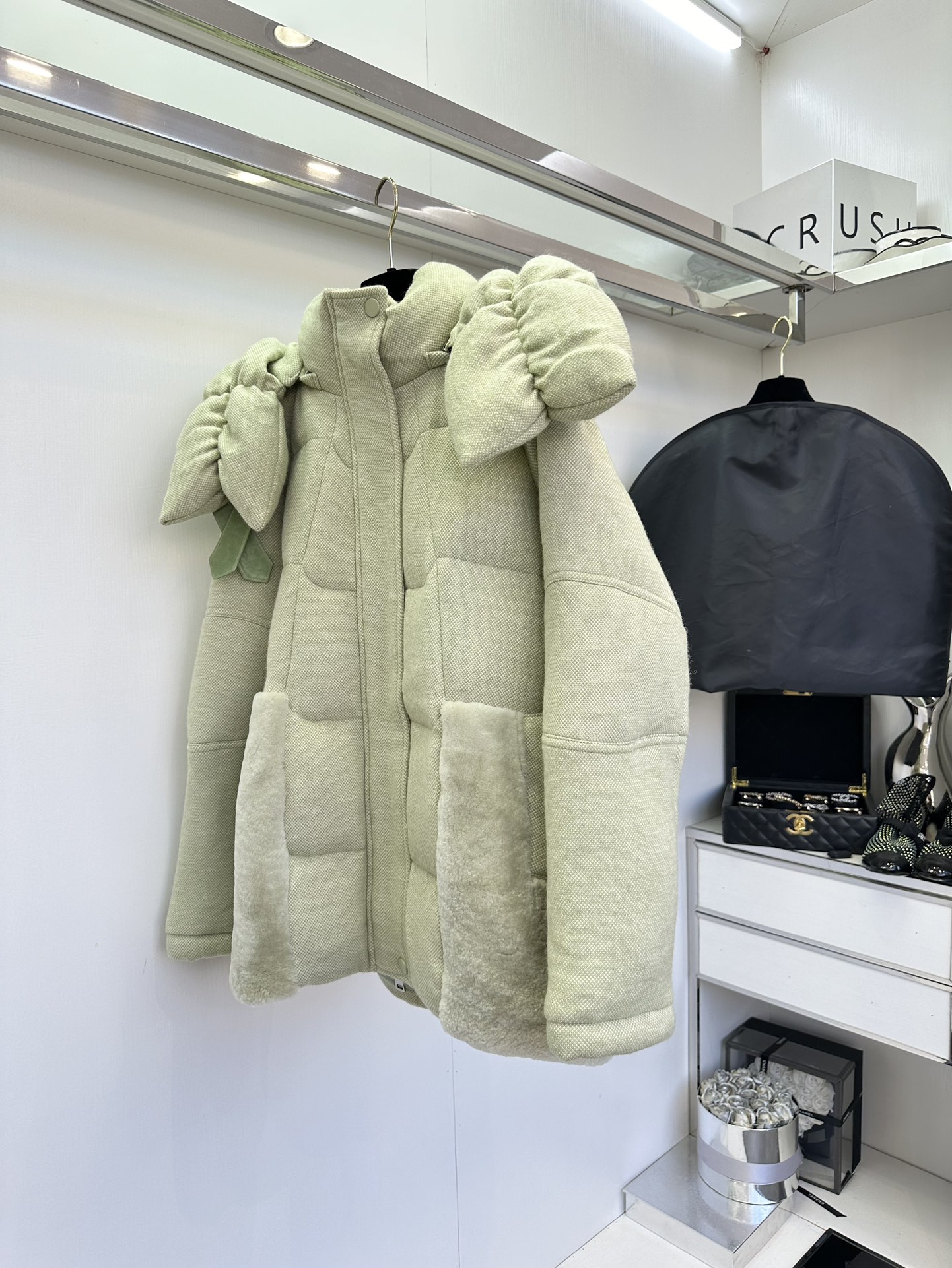 THOMOS Green Pink Wool Puffed Suit for Women, Sizes S-L, Autumn/Winter 2024 - 图片 4