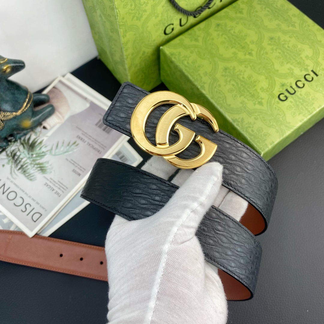 古奇💕 特种皮腰带系列 ，原厂五金精品不锈钢扣，手感柔软舒适 宽3.8CM。