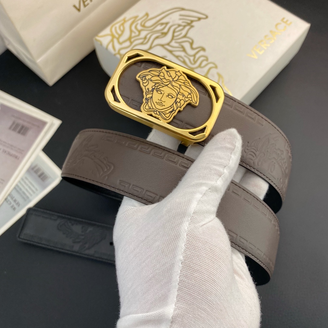 范思哲特种皮腰带系列原厂五金精品不锈钢扣手感柔软舒适宽3.8CM