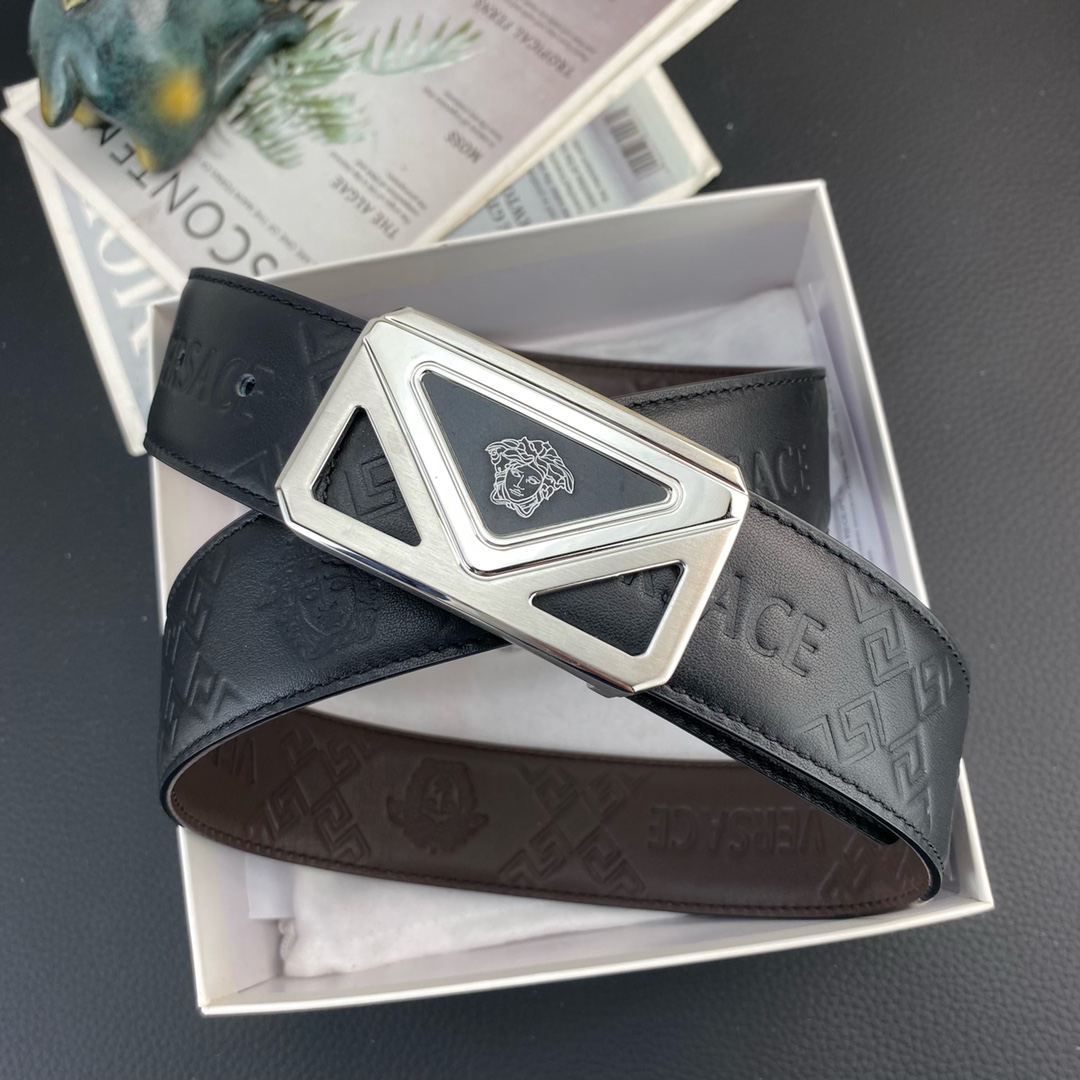 范思哲特种皮腰带系列原厂五金精品不锈钢扣手感柔软舒适宽3.8CM