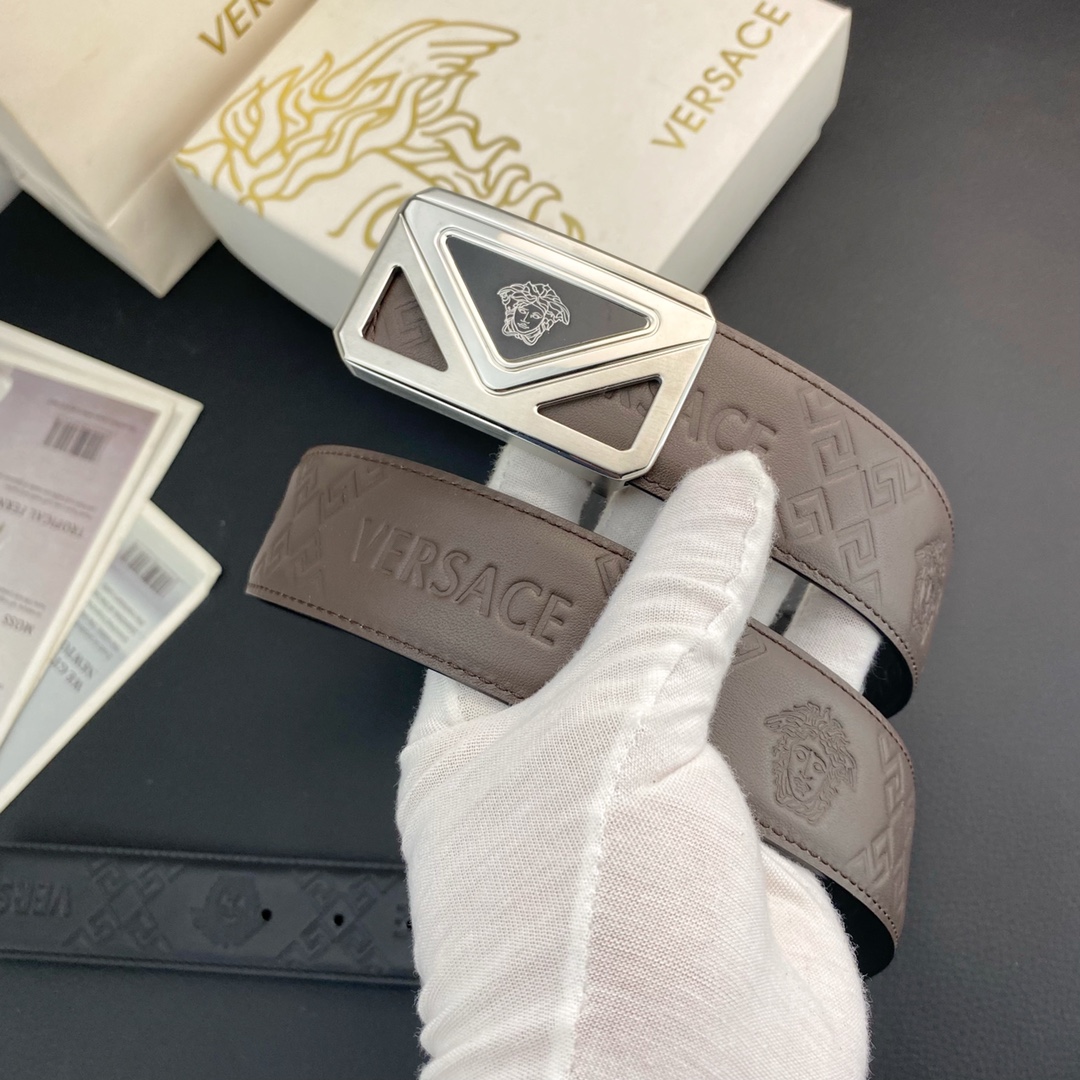 范思哲特种皮腰带系列原厂五金精品不锈钢扣手感柔软舒适宽3.8CM