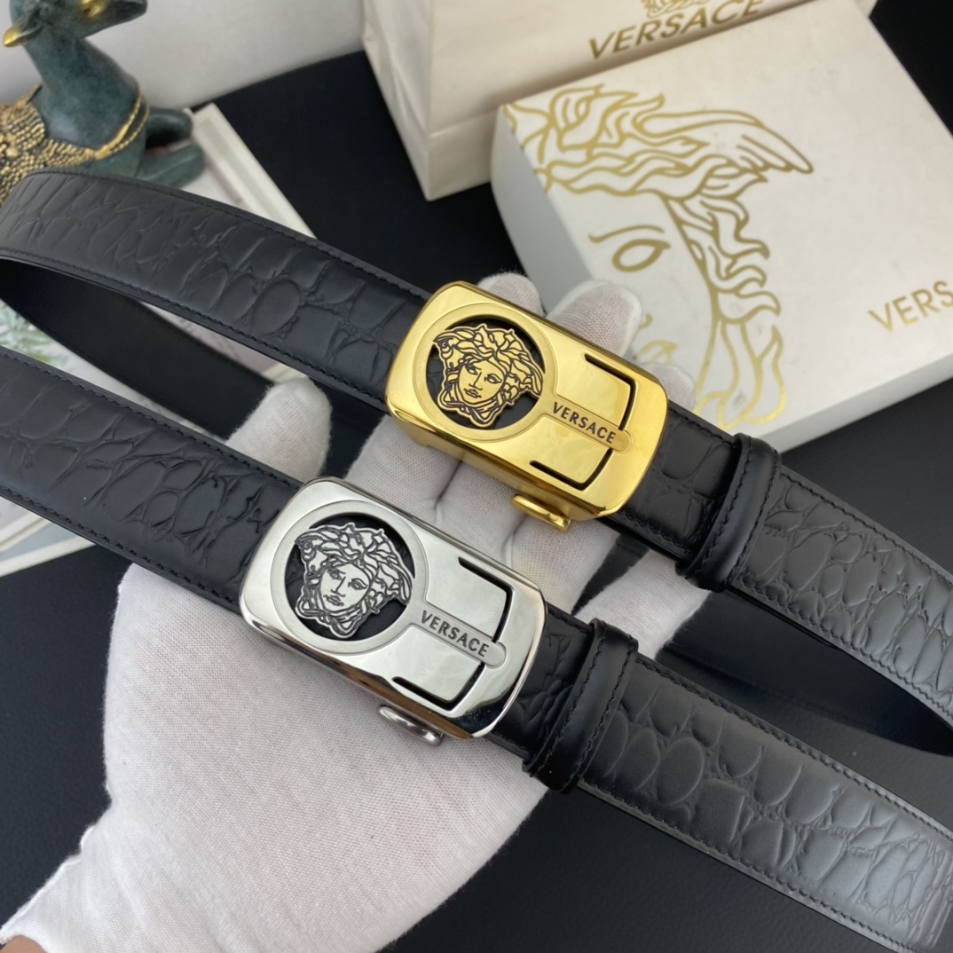 范思哲💕 特种自动带皮腰带系列 ，原厂五金精品不锈钢扣，手感柔软舒适 宽3.5CM。