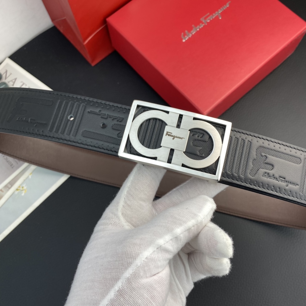 菲拉格慕特种皮腰带系列原厂五金精品不锈钢扣手感柔软舒适宽3.8CM