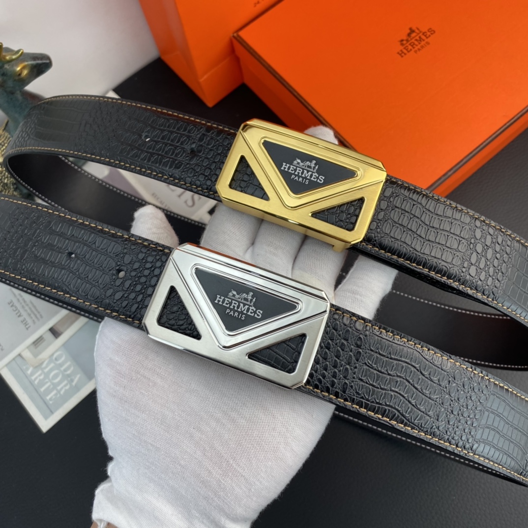爱马仕特种皮腰带系列原厂五金精品不锈钢扣手感柔软舒适宽3.8CM