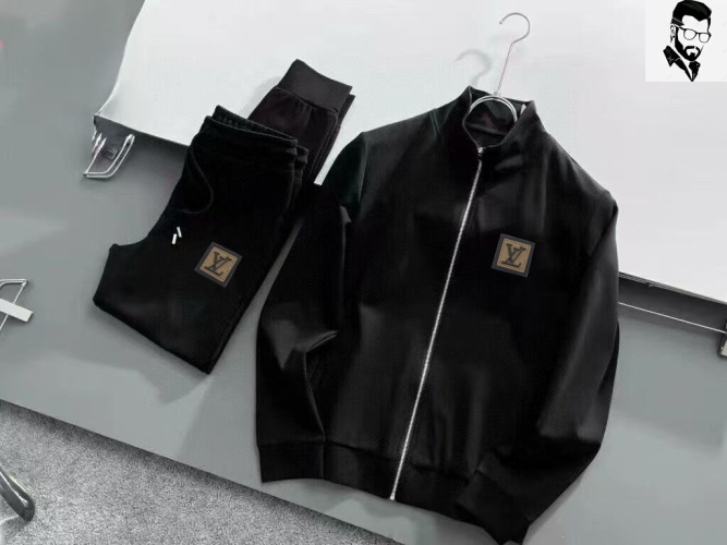 Louis Vuitton Ensemble de survêtement noir en coton romain de qualité supérieure 1 Louis Vuitton Ensemble de survêtement noir en coton romain de qualité supérieure